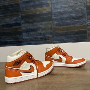 Air Jordan High-Top Sneakers in Orange and White
